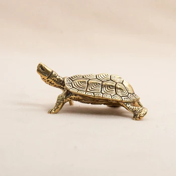 Retro Pirinç Kaplumbağa Heykeli Masaüstü Süsler Katı Bakır Kaplumbağa Figürleri