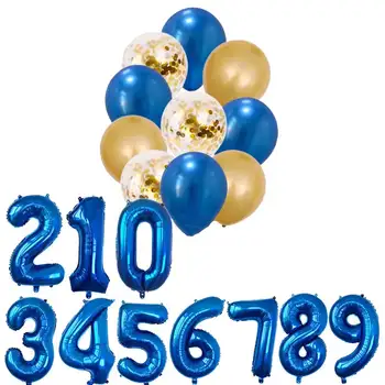 Metal Mavi Altın Balon Erkek Doğum Günü Partisi Dekorasyon Açık Kamp Etkinliği Atmosfer Dekorasyon Bebek Duş Oyuncak Dijital