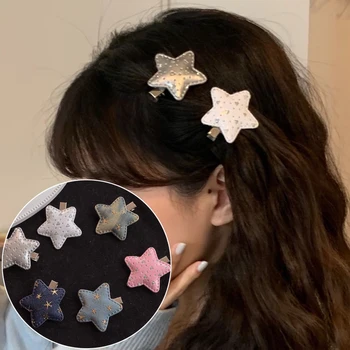 Gümüş Kumaş Yıldız Tokalar Kadınlar için Yıldız Telkari Renkli Yapış Saç Klipler Kızlar Yan Saç Kavrama Y2K Tokalarım saç aksesuarları