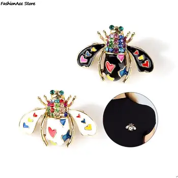 Renkli Kristal Arı Broş Takı Lüks Pin Kadınlar İçin Emaye Böcek Bal Arısı Broş Pin Çanta Asılı Hediye