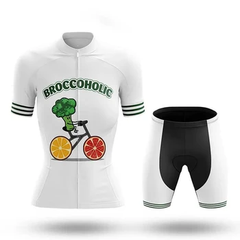 Broccoholic Kadın Yaz Bisiklet Jersey Kısa Set Aşınma Jel Nefes Ped MTB Giyim Setleri Bisiklet Giyim Yol Takım Elbise