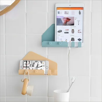 Cep Telefonu Duvara Monte Depolama Tutucu Tablet Bilgisayar Şarj Tutucu Çok Fonksiyonlu Kanca Mutfak Banyo Aksesuarları