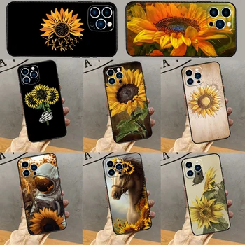 Güzel Sarı Ayçiçeği Kılıfı iPhone 15 14 13 12 11 Pro Max XS XR X 6 7 8 Artı 13 12 Mini Koruma arka kapak