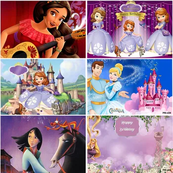 Disney Prenses Arka Planında Sofya Külkedisi Mulan bebek duş dekorasyonu Özel Doğum Günü Partisi Afiş Photocall Arka Plan