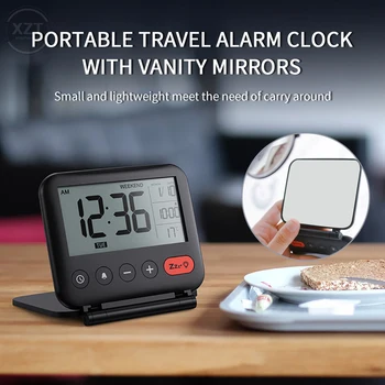 Çok fonksiyonlu Katlanır LCD dijital alarmlı saat Saat Masası Masa Hava İstasyonu Masası Sıcaklık Seyahat Elektronik Mini Saat Hediyeler