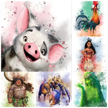 Disney 5D Elmas Boyama Moana Karakterler Elmas Nakış Mozaik Artoon Prenses Resim Tam Matkap Nakış Ev Dekor