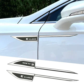 2X Araba Vücut Çamurluk Yan Metal Krom Çinko Alaşım Bıçak Yan Amblemler Rozeti Sticker Mercedes Benz E SINIFI için W124 W203 W204