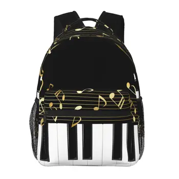Kadın Sırt Çantası piyano klavyesi Ve Müzik Notaları Moda Çanta Erkekler için okul çantası Gizli sakli konusmalar Mochila
