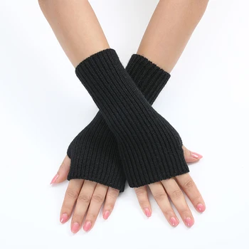 Örme Parmaksız Kış Eldiven Düz Renk Yumuşak Yumuşak Sıcak Yün Örgü Esnek eldivenler İsıtıcı Kadınlar Erkekler İçin