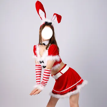 Kadın Takım Elbise 2023 Yaz Yeni Tavşan Seksi Hizmetçi Elbise Kırmızı Pelerin Noel Elbise Tema Cosplayer Giysileri