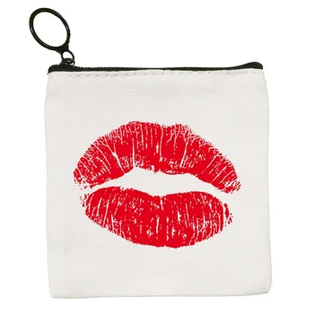 Moda Zarif Kırmızı Dudaklar Sevimli Gökkuşağı Dudak bozuk para cüzdanı Fermuar Cüzdan Kanvas anahtar çantası Küçük Para Cebi Sevimli Çocuk Cüzdan Hediye