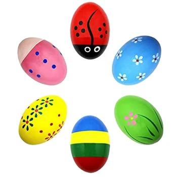 Ahşap Yumurta Çalkalayıcılar Bebek Marakas Yumurta Bebek Çocuk Müzik Aletleri Erken öğretici oyuncaklar, 6 Adet Kullanımı Kolay Renkli