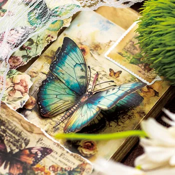 30 adet / grup Memo Pedleri Malzeme Kağıt kelebek etkisi Önemsiz Günlüğü Scrapbooking Kartları Retro Arka Plan dekorasyon kağıdı