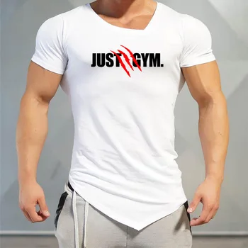 Marka Spor T Shirt Erkek Sıkıştırma Slim fit Spor Gömlek koşu tişörtü Vücut Geliştirme ve Fitness Giysileri Slim Fit Egzersiz Tshirt