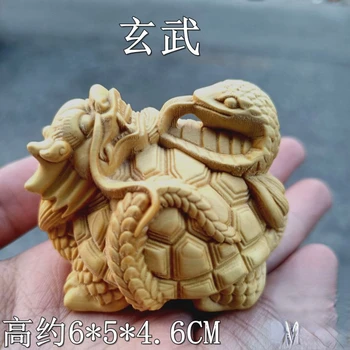 Şimşir oyma ejderha kaplumbağa dekorasyon bazaltik charm süsleme kaplumbağa yılan kare tanrı canavar araba düzenleme kolu parçası