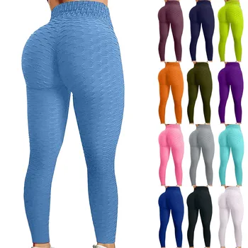 Spor Yoga Pantolon Dikişsiz Tayt Kadınlar için Hızlı Kuru Spor Yoga Kalça Kaldırma Pantolon kadın Jakarlı Kumaş Renkli Tayt