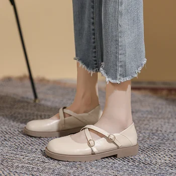 Kadın Ayakkabı Mary Jane Yumuşak deri ayakkabı Yeni Bayanlar Loafer'lar Japon Kolej Tarzı tek ayakkabı Kadın İngiliz Düz Kadın Ayakkabı