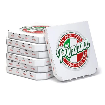Özelleştirilmiş ürünçin tedarikçisi gıda sınıfı flüt oluklu özel baskılı boyut pizza paketleme için beyaz pizza kutusu