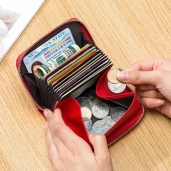Gerçek Pikap Çanta Çoklu kart anti-manyetik Çok fonksiyonlu Sikke çanta bozuk para cüzdanı Fermuar Kart Kapağı erkek ve kadın KİMLİK Çantası
