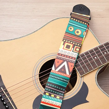 Halk gitar askısı akustik gitar omuz askısı ısı transferi kalınlaşmış deri Polyester kayış