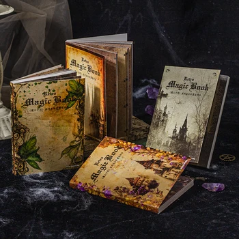 60 Yaprak Retro Malzeme Kitap Okul Sihirli Dekorasyon Vintage Koyu Taban yazma kağdı El Kitabı DIY Scrapbooking 178*111MM