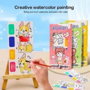 5 Kitap 7 Yaprak Suluboya boyama kitabı çocuk oyuncakları Pigmentler İle Graffiti resimli kitap Tarzı Rastgele DIY İmi