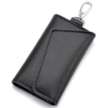 Anahtarlık Erkekler Kadınlar Anahtarlık Organizatör Kılıfı Araba anahtar çantası Cüzdan Kahya Anahtar Kutu Mini kart çantası Siyah