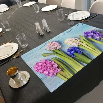 Çiçekler Sümbül Placemats Yemek Masası Dekorasyon Aksesuarları Keten Kumaş Masa Mat 30X40CM Çocuk Hediye İçin