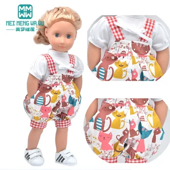 Uyar 43-45cm amerikan oyuncak bebek giysileri aksesuarları Moda karikatür tulum kız hediye