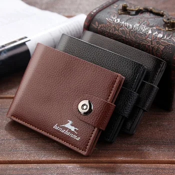 Erkek Cüzdan Manyetik Toka Tasarım PU Deri Para Klip Banka kart çantası bozuk para cüzdanı Iş Çift Kat küçük cüzdan