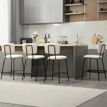 Tabureler 4 Set kahve sandalyesi Döşemeli mutfak sandalyesi Metal Taban Yemek Odası Mutfak Ada Navlun ücretsiz