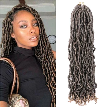 Daıress 18 inç Sentetik Yeni Tığ Örgüler Saç Yumuşak Sahte Locs Tığ Saç Uzun Tanrıça Ön ilmekli Doğa Siyah Kadınlar için