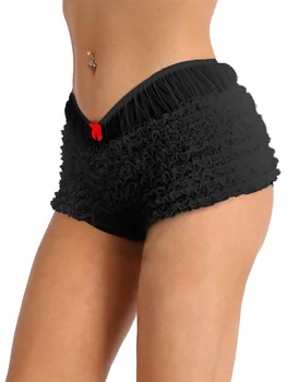 Kadın Yaz Dantel Ruffled Şort Rahat Elastik Bel Gömme Mini Sıcak Pantolon Plaj Gece Kulübü Streetwear