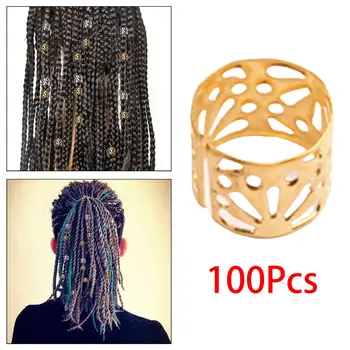 100 Adet Dreadlocks Boncuk saç takı Metal Klipler Manşetleri Yüzükler Sakal Boncuk örgü saç peruk
