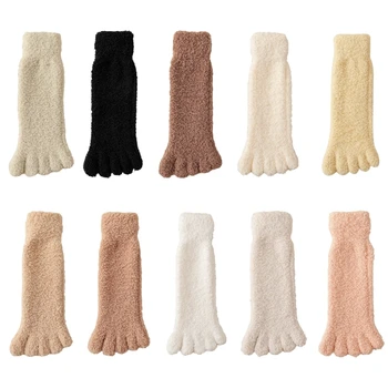 Bayan Bulanık Ayak Çorap Düz Renk Kış Kalın Termal Sıcak Mercan Polar Çorap P8DB