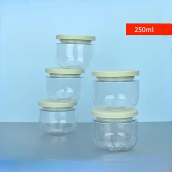 20 Adet Plastik krem kavanozu Boş Şeffaf Doldurulabilir Şişe 250ml 8oz Kozmetik Kapları Ambalaj PET makyaj kapları Kapaklı