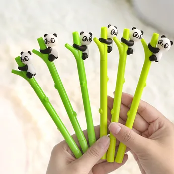72 ADET Panda Şekli Jel Kalem Bambu Salıncak İmza Kalem İtici Kalem Öğrenci Kırtasiye