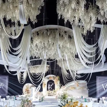 Özelleştirilmiş Boyutu Düğün Tavan Centerpieces Dekorasyon Dalga Perde Parti Sahne Salonu Asılı Bez Birçok Renk Mevcuttur