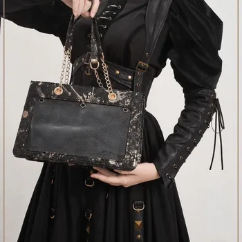 MBTI Siyah Estetik Bayan omuzdan askili çanta Yeni Moda Orijinal Lüks Tasarımcı Çanta Casual Lolita Jk Zarif Deri Tote Çanta