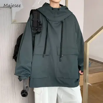 Hoodies Erkekler Şık Tüm Maç Moda Safari Tarzı Uzun Kollu Streetwear Japon Erkek Giyim Gevşek Sonbahar Sıcak Popüler
