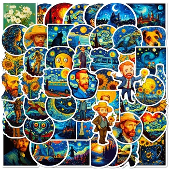 50 Adet Van Gogh Çıkartmalar Kırtasiye Estetik Çocuk Oyuncakları Serin Öğeler DIY Dizüstü Telefon Kaykay Dizüstü Su Şişesi Çıkartması