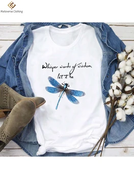 Kadın Moda Yusufçuk Fısıltı Bilgelik sözleri Baskı Rahat Sonbahar T-Shirt Grafik Tee İlham Gömlek Elbise