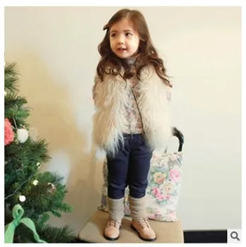 Moda Bebek Taklit Kürk Yelek Aile Eşleştirme Yelekler Dış Giyim Kış Sonbahar Bahar Anne Kızı Kız Kürk Yelek Düz Renk