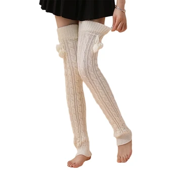 Q0KB moda örgü bacak ısıtıcıları Lady kız diz üzerinde çorap sıcak hımbıl tayt