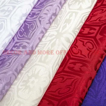 320X100 cm Beyaz Fildişi Mor Kırmızı Jakarlı Kumaş Dekor Polyester Katı Kalın Kumaşlar DIY Perde, masa Örtüsü, yastık Kapakları