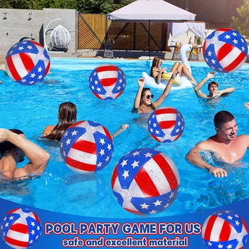40/60cm Şişme Plaj Topu Vatansever Yıldız Çizgili Havuz Topları Amerikan Bayrağı Yüzen Top Bağımsızlık Günü için Parti Oyunları