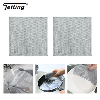 Gümüş Temizlik Bezi Sihirli bulaşık havlusu Kullanımlık Yapışmaz Yağ Bulaşık Bezi Pot Güçlü Pas Temizleme Yerine Çelik Tel Topları Bez