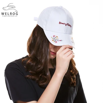 WELROG Mektup İşlemeli beyzbol şapkası Ayarlanabilir Spor Kapaklar Moda Hip Hop Şapka Kadın Erkek Kapaklar 2020 Basit Vahşi Snapback Kapaklar