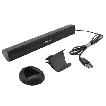 IKANOO Dizüstü Subwoofer Stereo Soundbar ile Uyumlu Noteook PC TV Küçük ve Taşınabilir Kablolu Mini Ses Çubuğu-Siyah