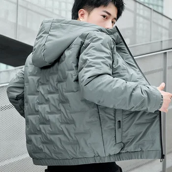 2023 Kore Moda Erkek pamuklu ceket Sonbahar Kış Kalınlaşmak balon ceket Erkekler Yeni Streetwear Aşağı Pamuklu Mont Kapşonlu Ceketler
